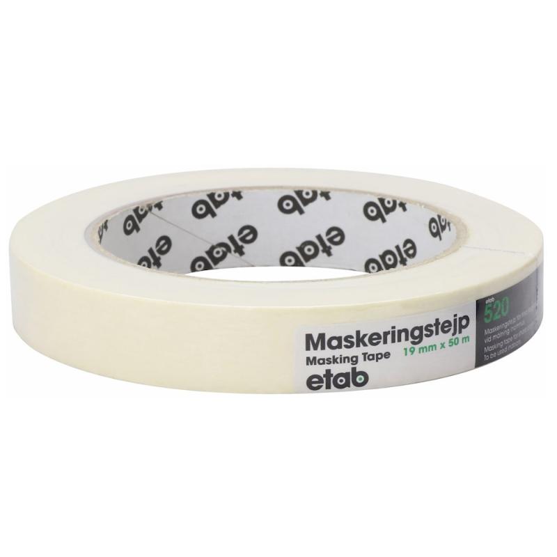 Maskeringstape, Hvid, Bredde 38mm, Etab 9907006