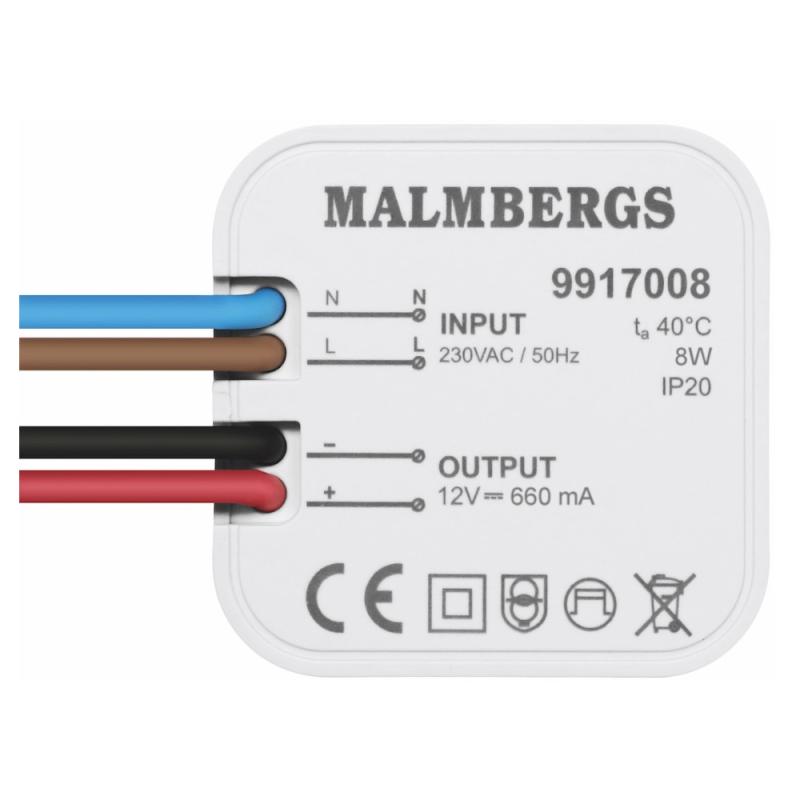 MALMBERGS LED Driver Konstantspänning 8W, Malmbergs 9917008