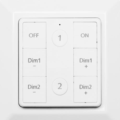 Smart Home RF fjernbetjening, Til/Fra/Dæmp​, 2 kanaler, Malmbergs 9917069