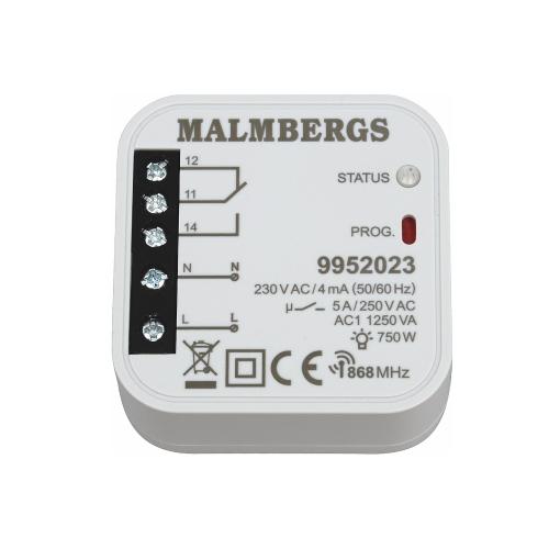 Trådløs modtager, 868Mhz, 750W, IP20, 230V Malmbergs 9952023