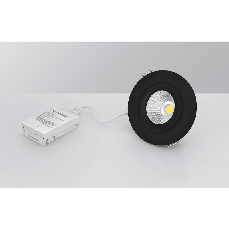 LED Downlight MD-360 AC-Chip 6W 230V 2700K IP44 Svart Malmbergs 9974592