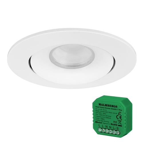 Downlight Sæt MD-95 7W 230V Hvid 6stk inkl. Dosisdæmper Malmbergs 9974827
