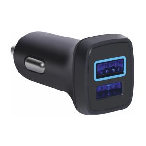 USB Car Charger, 12/24V, Black, Malmbergs 9994082