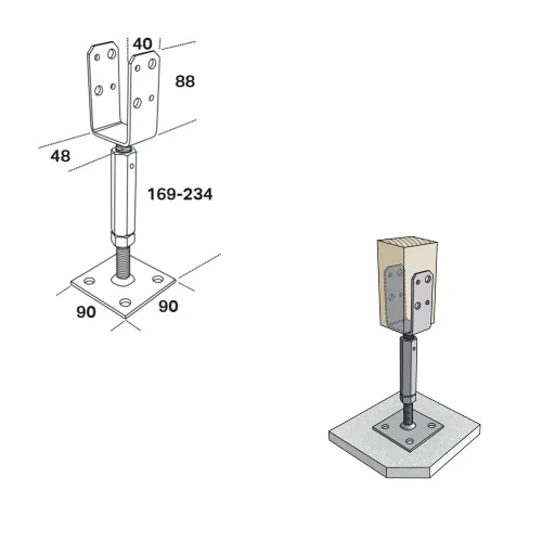 Stolpeholder CSAF 48x40x169-234mm 15stk Fast 833054