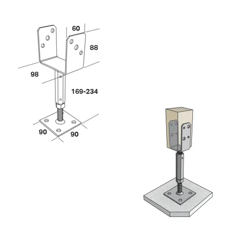 Stolpeholder CSAF 98x60x169-234mm 10stk Fast 833056