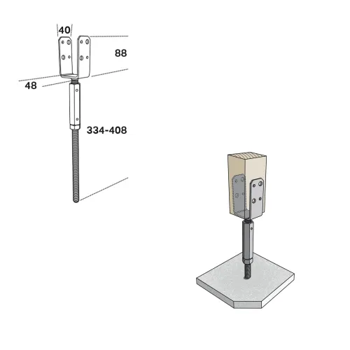 Stolpeholder CSAH 48x40x334-408mm 20stk Fast 833053