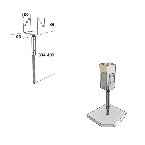 Stolpeholder CSAH 98x60x334-408mm 15stk Fast 833055