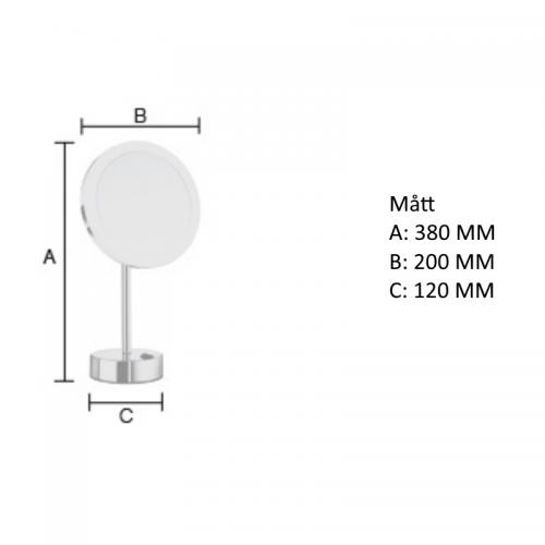 Smedbo Sminkspegel på fot med LED-ljus. 5 ggr förstoring, FK484EWP