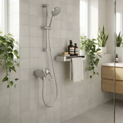 Shower Mixer 9000E c/c 40mm Connection/Outlet Down Chrome FM Mattsson 81830000