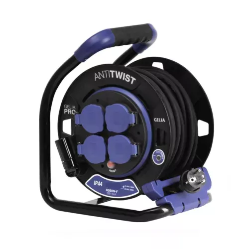 Kabeltromle Med Låg Og Stålstativ Jordforbundet Fast Nav Anti-Twist Pro 40m H07RN-F 3G1,5mm² Gelia