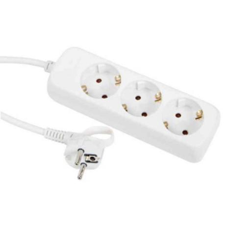 Grenuttag 3-vägs Jordad Vit 3m