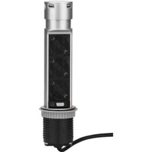 Grenuttag, pop-up bordsmodul, kombi, jordat + USB