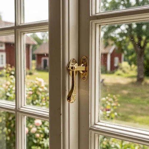 Vindueslås 380 Kort Led 29mm Poleret Messing Habo 10342