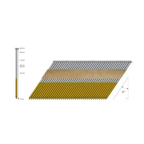 Paper Collated Framing Nails 34° 2.8x63mm A4 Stainless Steel Ring Shank D-Head 2000 pcs Hikoki 50070901