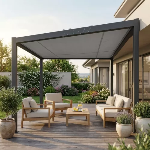Extra Roof Wall Pergola 3x4m Dark Grey Jabo 10048