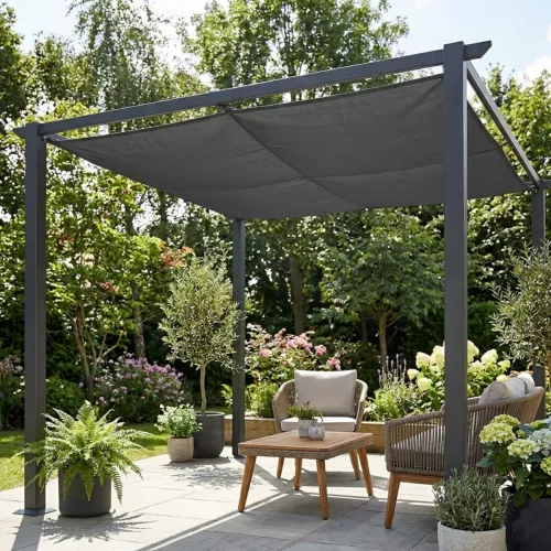 Extra Roof Wall Pergola 4x4m Dark Grey Jabo 10046