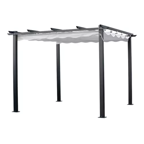 Pergola 4x4m Med Vattenavvisande Takduk Mörk Grå Jabo 10041