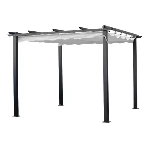 Pergola 4x4m Med Vattenavvisande Takduk Mörk Grå Jabo 10041