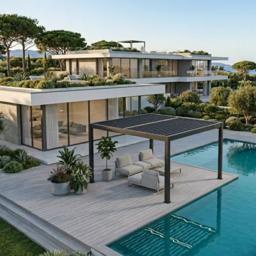Pergola Tylösand 3x4m Lamelltak Svartgrå Jabo 10900
