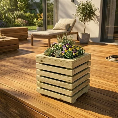 Plantekasse 350x350x390mm Horizont 1 Grøn Imprægneret Jabo 37120