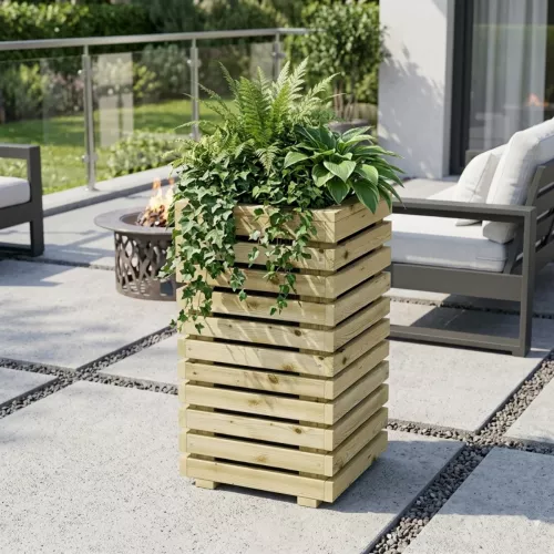 Plantekasse 350x350x700mm Horizont 2 Grøn Imprægneret Jabo 37121