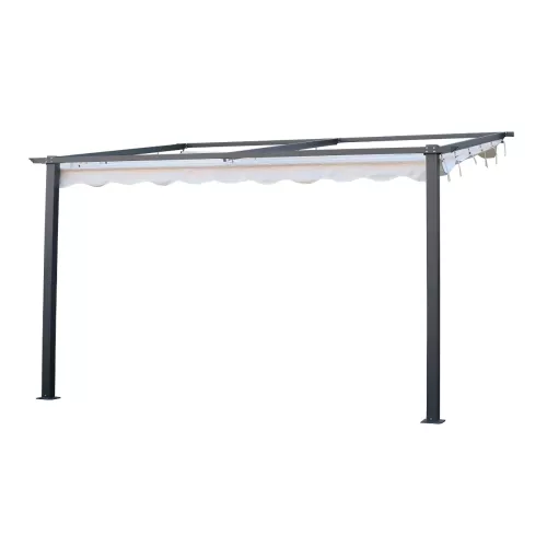 Väggpergola 4x4m Med Vattenavvisande Takduk Mörk Grå Jabo 10042