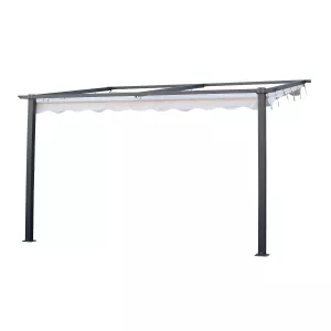 Väggpergola 4x4m Med Vattenavvisande Takduk Mörk Grå Jabo 10042