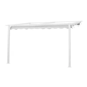 Väggpergola 4x4m Med Vattenavvisande Takduk Vit Jabo 10040