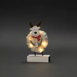 Batteridrevet Elg Træ Og Bomuld 6 Varm Hvid LED IP20 Hvid Konstsmide