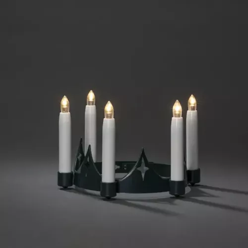Battery-Operated Luciakrona 5 Warm White LED E10 5xAA IP20 Green Konstsmide