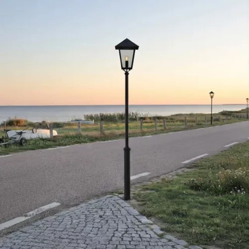 Benu Garden Lantern Including Post E27 230-240V IP23 Black Konstsmide