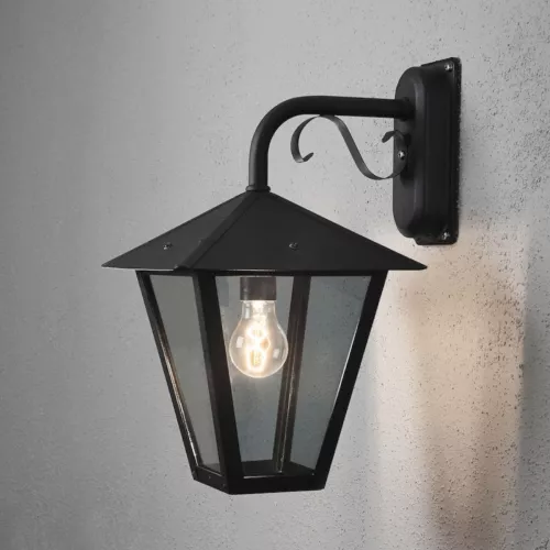 Benu Vägglykta Ned E27 230-240V IP23 Svart Konstsmide