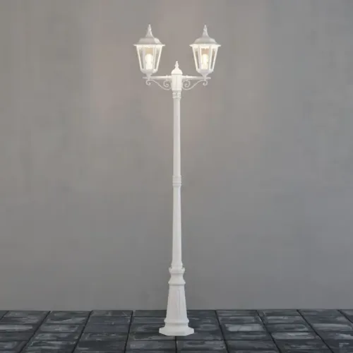 Firenze 2-Armet Stolpelampe Inklusive Stolpe E27 220cm 230-240V IP43 Hvid Konstsmide