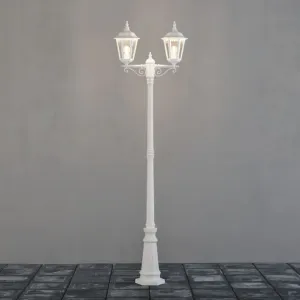Firenze 2-Armet Stolpelampe Inklusive Stolpe E27 220cm 230-240V IP43 Hvid Konstsmide