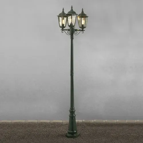 Firenze 3-Armet Stolpelampe Inklusive Stolpe E27 220cm 230-240V IP43 Grøn Konstsmide