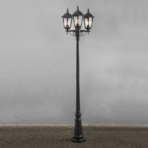 Firenze 3-Armet Stolpelampe Inklusive Stolpe E27 220cm 230-240V IP43 Sort Konstsmide