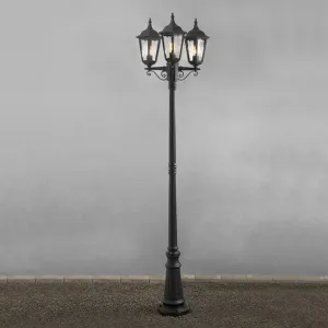 Firenze 3-Armet Stolpelampe Inklusive Stolpe E27 220cm 230-240V IP43 Sort Konstsmide