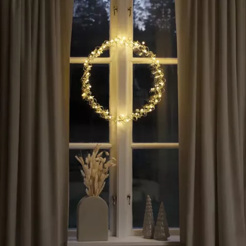 Krans Messing Med Dekoration 40 Varmhvide LED 45cm IP20 Guld Konstsmide