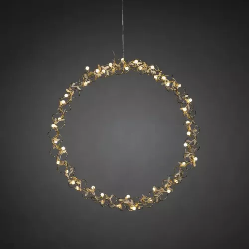 Krans Messing Med Dekoration 40 Varmhvide LED 45cm IP20 Guld Konstsmide