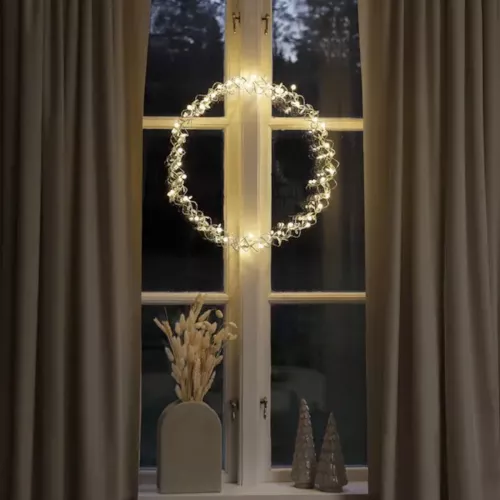 Krans Med Dekoration 40 Varmhvide LED 45cm IP20 Sølv Konstsmide