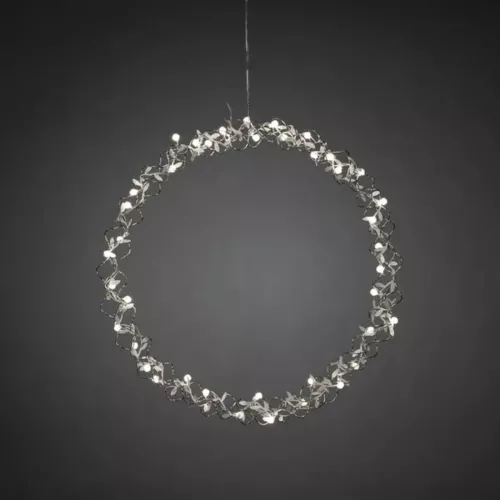 Krans Med Dekoration 40 Varmhvide LED 45cm IP20 Sølv Konstsmide