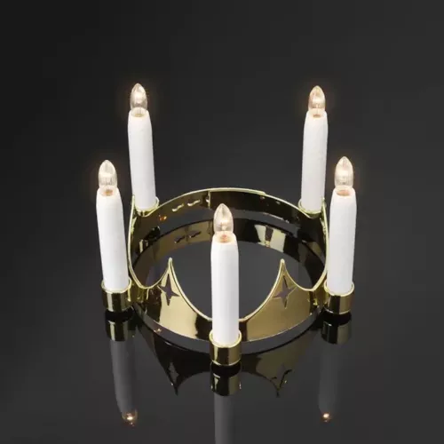 Luciakrona Varm Hvid LED E10 5xAA IP20 Guld Konstsmide