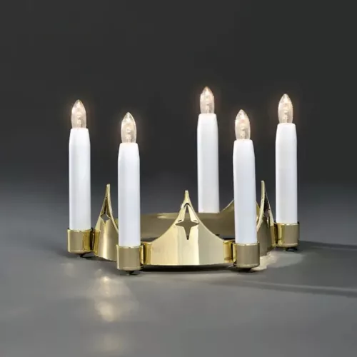 Luciakrona Varm Hvid LED E10 5xAA IP20 Guld Konstsmide