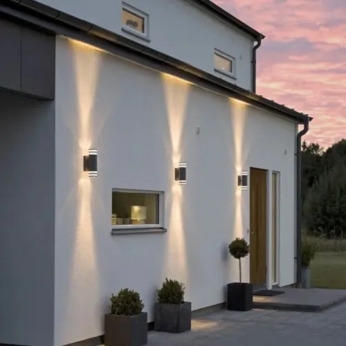 Modena Væglampe Up/Down GU10 230-240V IP44 Sort Transparent Konstsmide