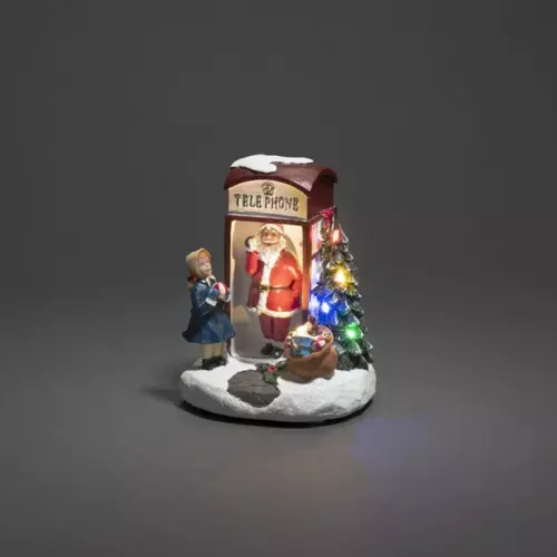 Telefonkiosk Med Santa 5 Farvede LED IP20 Flerfarvet Konstsmide