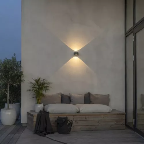 Væglampe Gela Op/Ned LED 2x6W 230-240V IP54 Mørkegrå Konstsmide
