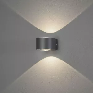 Vägglykta Gela Upp/Ned LED 2x6W 230-240V IP54 Mörkgrå Konstsmide