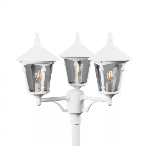 Virgo 3-Armet Stolpelampe Eksklusiv Stolpe E27 230-240V IP23 Hvid Konstsmide