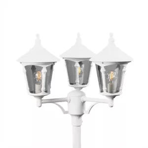 Virgo 3-Armet Stolpelampe Eksklusiv Stolpe E27 230-240V IP23 Hvid Konstsmide
