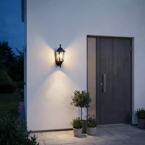 Virgo Vægloftlampe E27 230-240V IP23 Sort Konstsmide